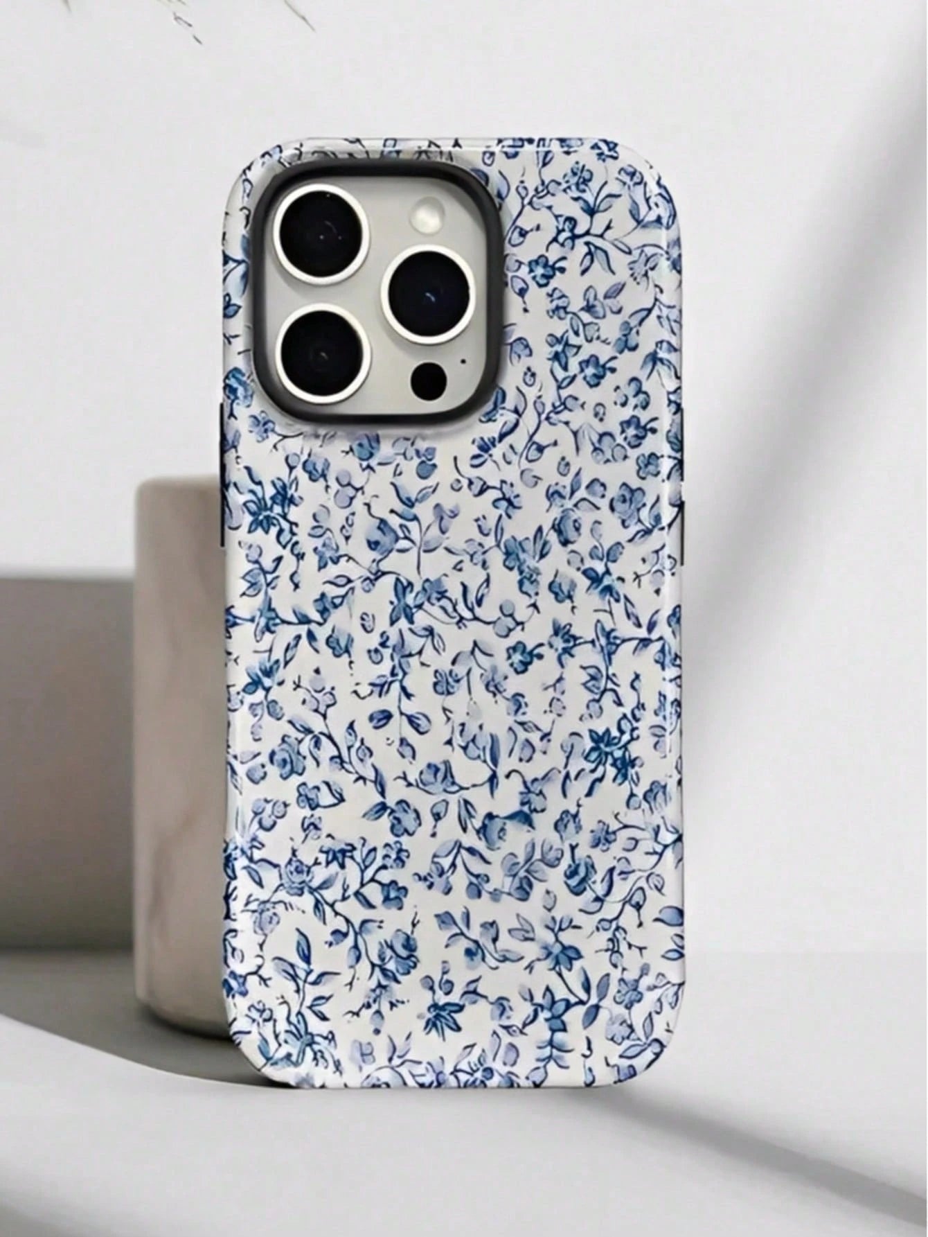 GIIPPA Blue Floral Fashion Matte Blue Floral Pattern 2-In-1 Phone Case, Compatible With IPhone 16, 15, 14, 13, 12, 11, Pro Max, Plus Spring Birthday Gift