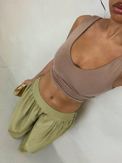 Glamine Retro Low Waist Wide Leg Pants, Draping Design Slimming Casual Women Long Trousers Fall Cloth For Women
