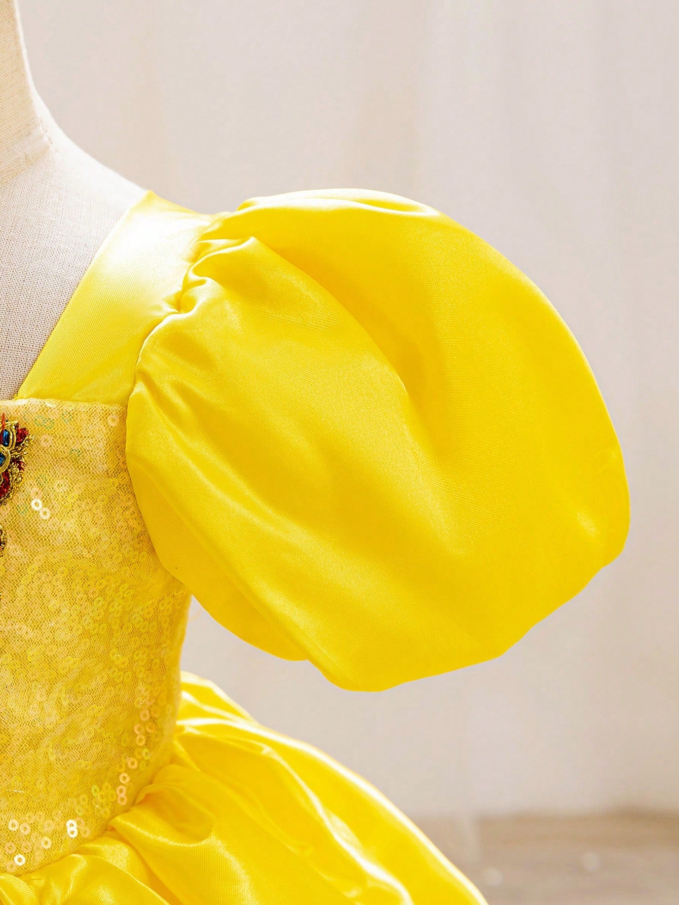 Glamorique Kids Baby Girls' Princess Tulle Dress,Yellow,Summer,Elegant,Flower Girl,Birthday Party Wedding Ceremony Formal Occasion,Puff Sleeves,Sequins,3D Rose Puffy