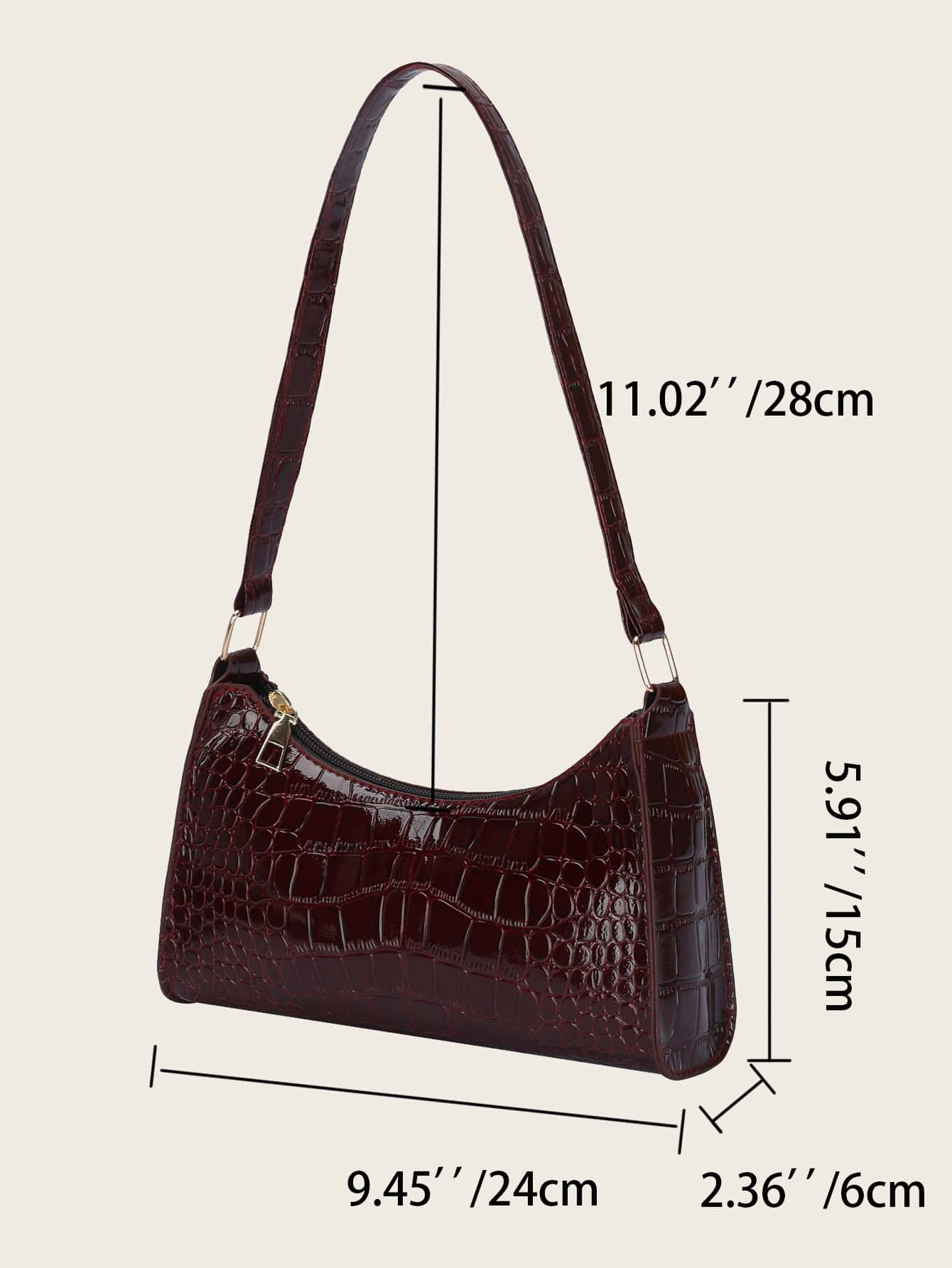 Glamorous, Elegant, Exquisite Vacation, Old Money Portable Minimalist Crocodile Embossed Bag For Teen Girls Women College Students, White-Collar Workers, Rookies & White-Collar Workers Perfect For Off