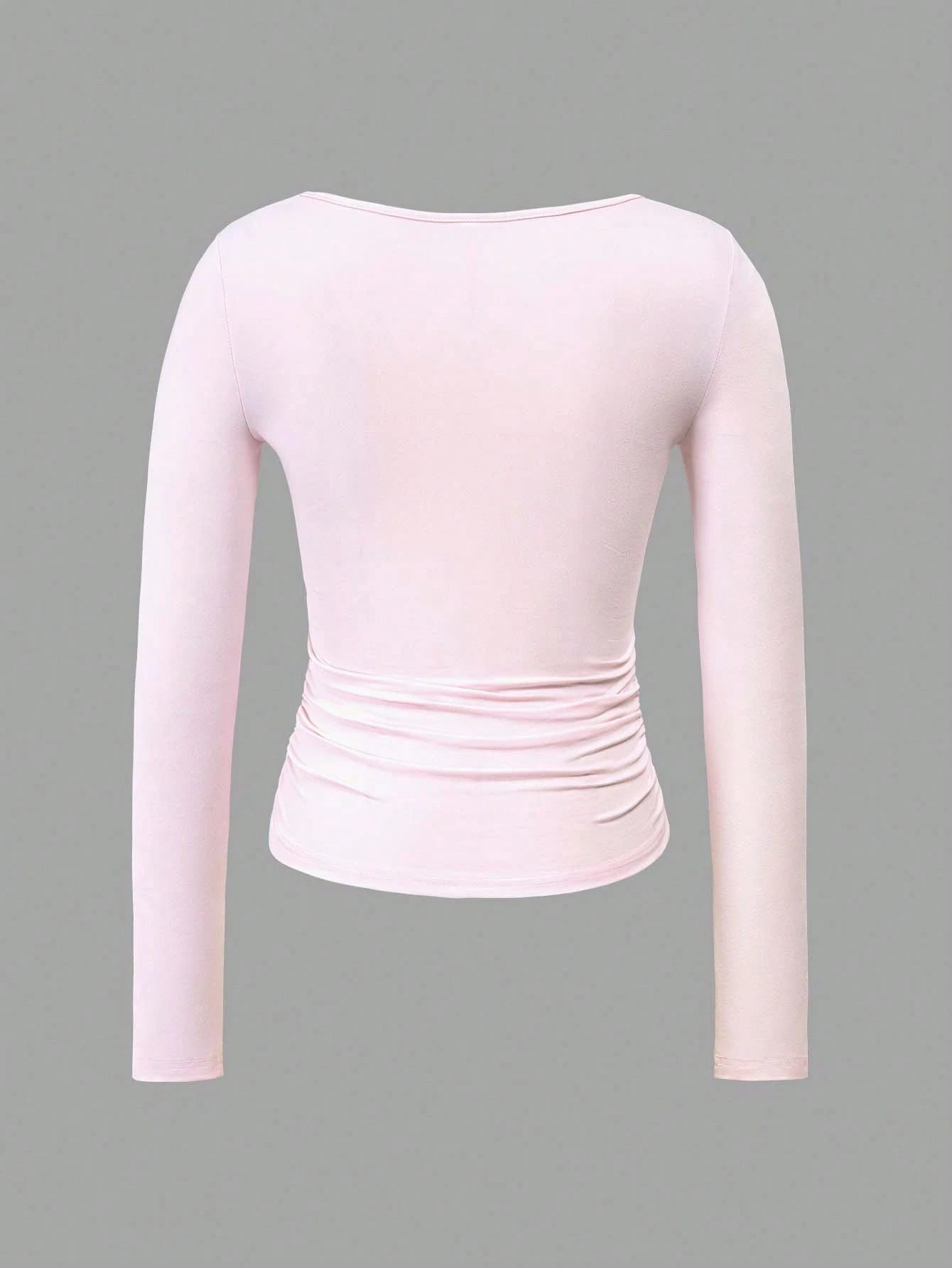 GLAMSKIN Women's Summer/Autumn Basic Y2K Square Neck Long Sleeve Slim Fit T-Shirt, Solid Color Sexy Fitted Cropped Top Casual