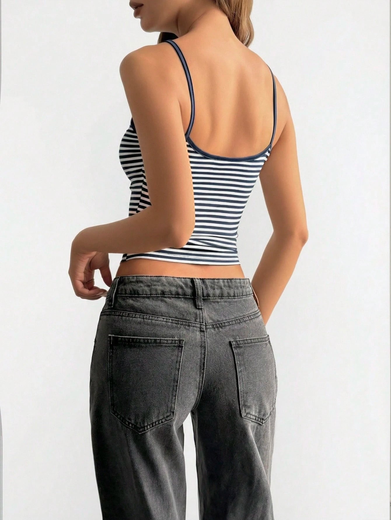 GLAMSKIN Women's Summer/Autumn Striped Lingerie Style Fitted Camisole Tank Top, Solid Color Y2K Casual Basic Cropped Tank, Back To School Daily Streetwear And Beach Vacation