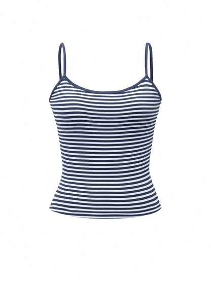 GLAMSKIN Women's Summer/Autumn Striped Lingerie Style Fitted Camisole Tank Top, Solid Color Y2K Casual Basic Cropped Tank, Back To School Daily Streetwear And Beach Vacation