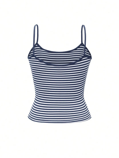 GLAMSKIN Women's Summer/Autumn Striped Lingerie Style Fitted Camisole Tank Top, Solid Color Y2K Casual Basic Cropped Tank, Back To School Daily Streetwear And Beach Vacation