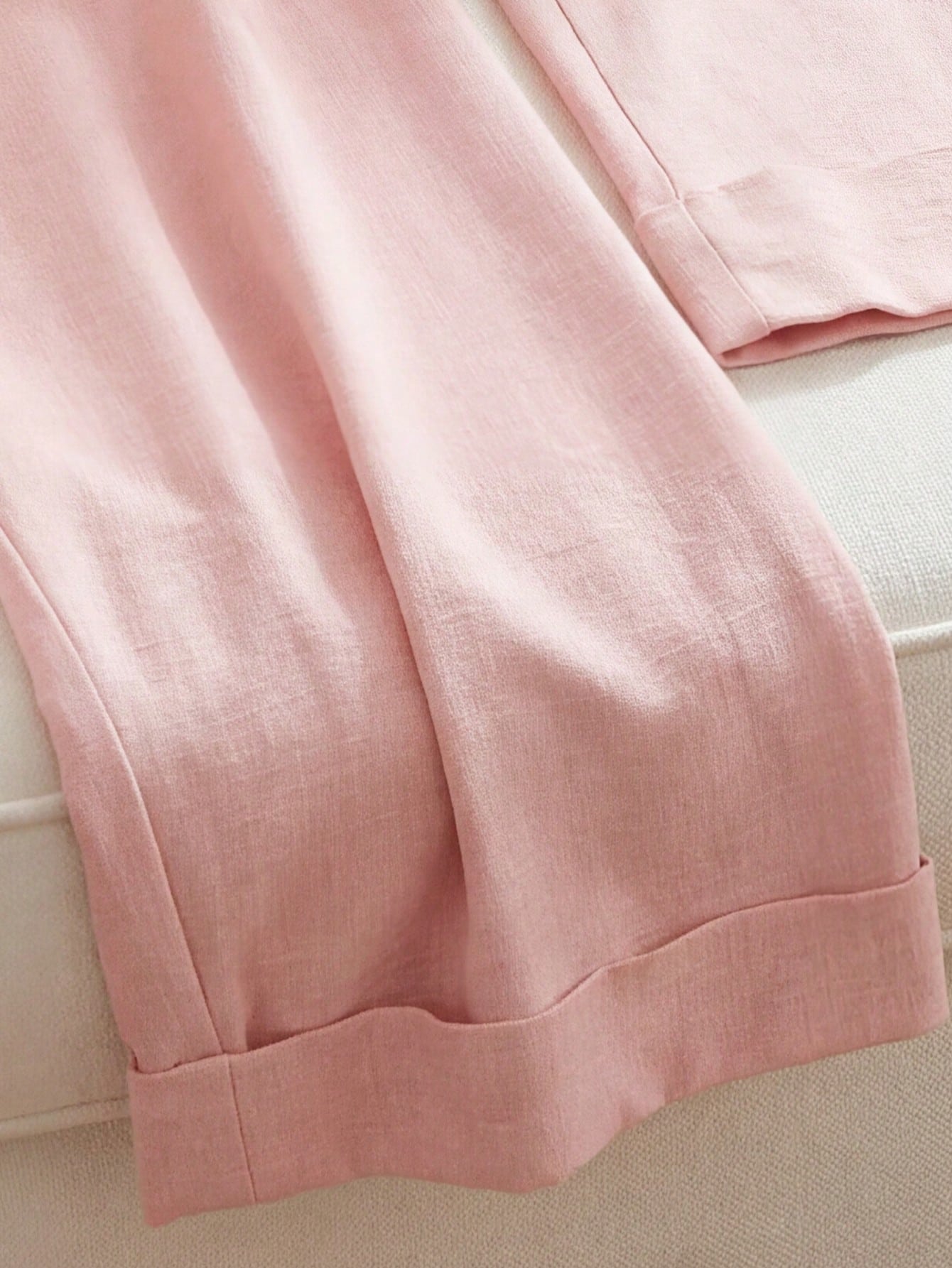 GlowEve Women's Elegant Light Pink Cuffed Hem Pants,Draping Fabric Faux Placket,Summer Office Professional Attire For Brunch,Valentine's Day,Easter,Travel