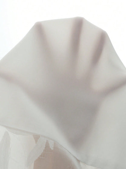 GlowEve Women's Elegant White Chiffon Blouse,Short Sleeve Button-Down V Neck Shirt For Summer Work,Office,Casual & Vacation Wear,Solid Sheer Shoulder Top