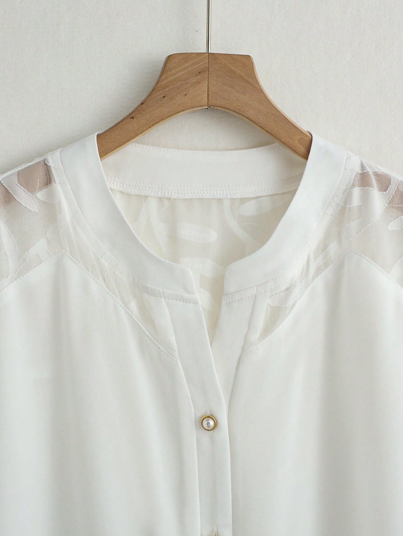 GlowEve Women's Elegant White Chiffon Blouse,Short Sleeve Button-Down V Neck Shirt For Summer Work,Office,Casual & Vacation Wear,Solid Sheer Shoulder Top