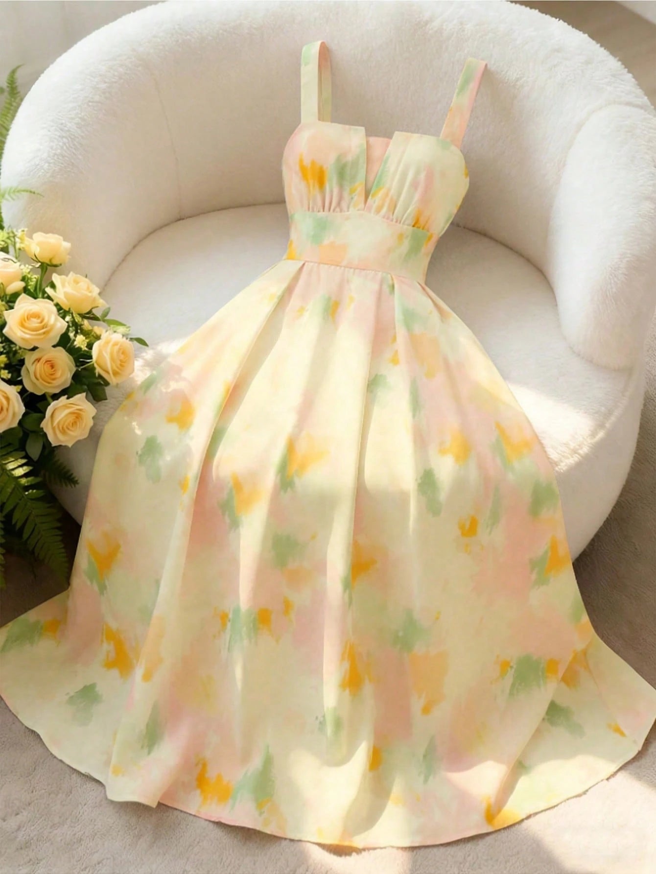 GlowEve Women's Summer Vacation Style Backless Spaghetti Strap Floral Print A-Line Waist Elegant Dress