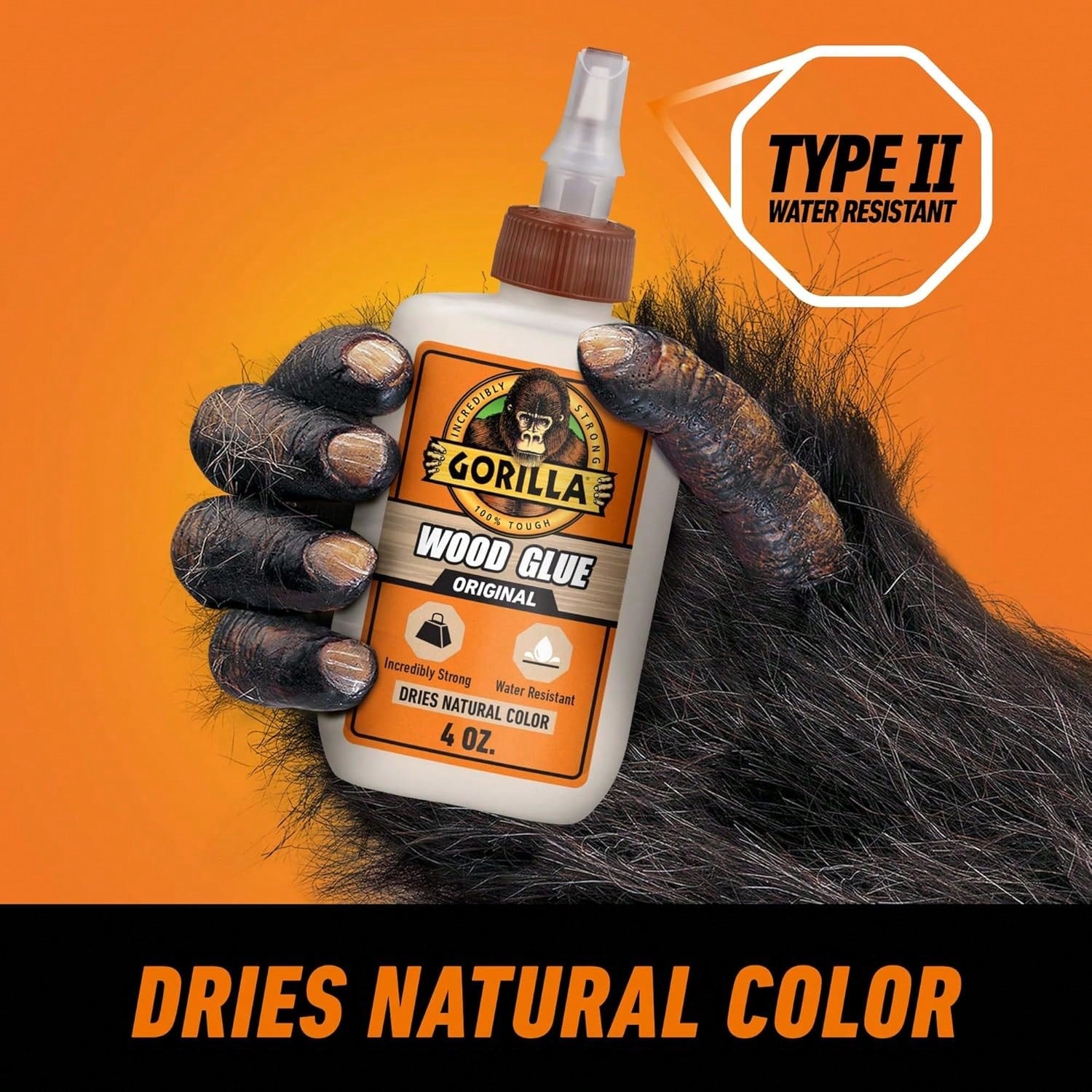 Gorilla Wood Glue, Natural Wood Color, 4 Ounce Bottle (Pack Of 2)- Water Resistant For Indoor Or Outdoor Projects And Repairs