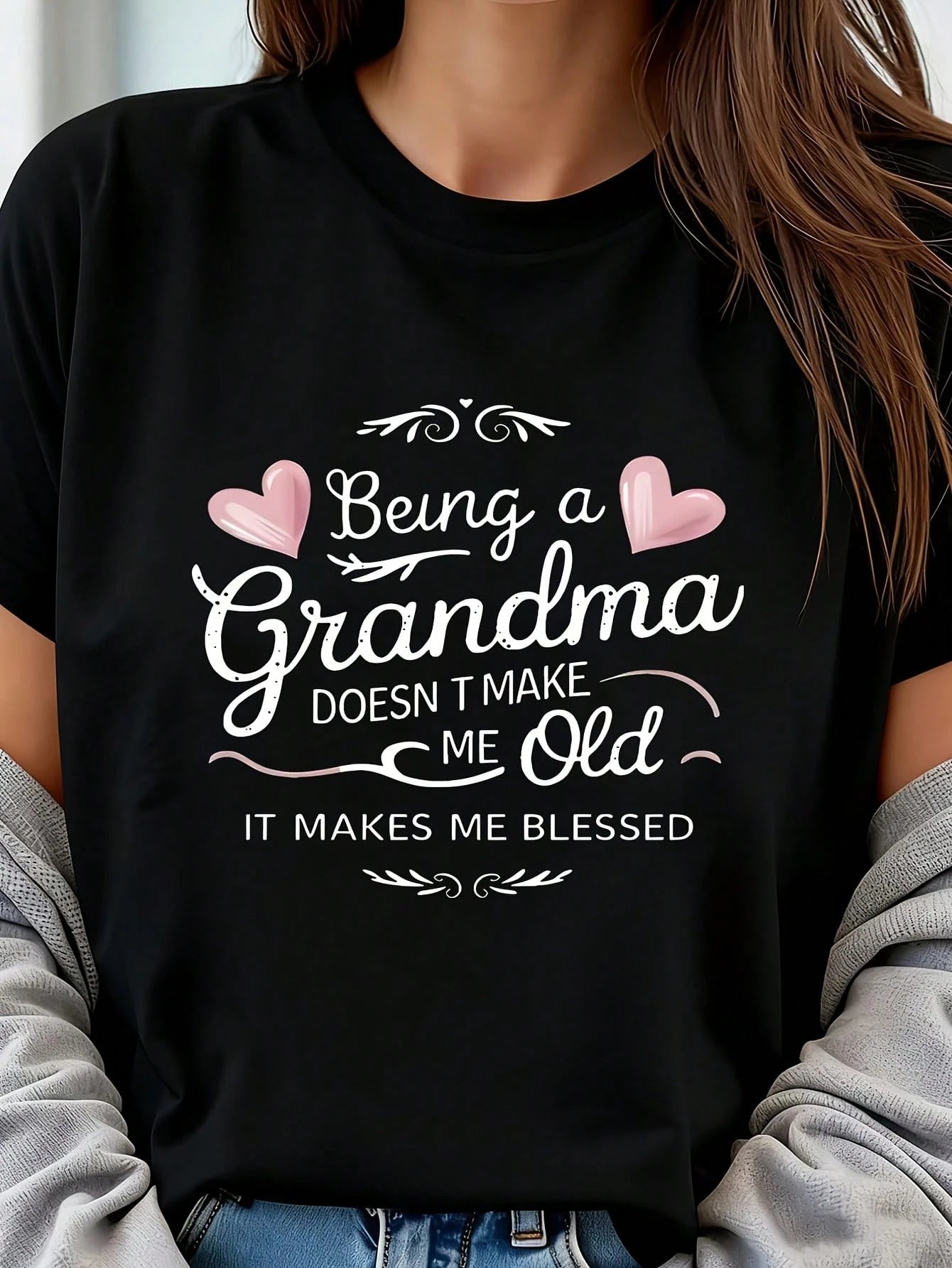 GRANDMA (1) 1 Pcs Women's Plus Size T-Shirt Oversized Graphic Short 220g Sleeve Tee Novelty 100% Polyester Shirt Casual Crew Neck Top