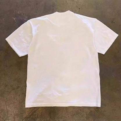 Graphic Tees Men 250g Heavy Weight Pure Cotton! American Oversize Vintage Silhouette Print Couple Loose Short-Sleeve T-Shirt Men Y2K Mens Clothes