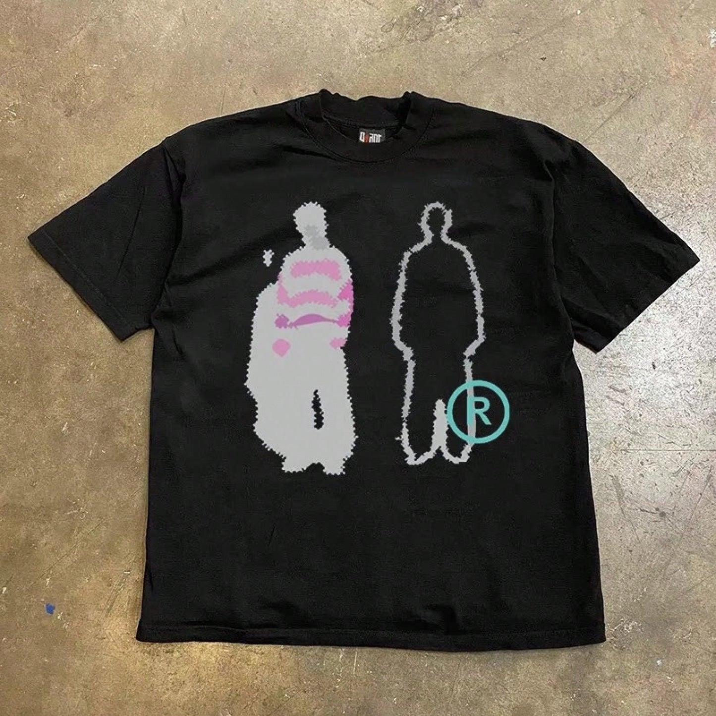 Graphic Tees Men 250g Heavy Weight Pure Cotton! American Oversize Vintage Silhouette Print Couple Loose Short-Sleeve T-Shirt Men Y2K Mens Clothes