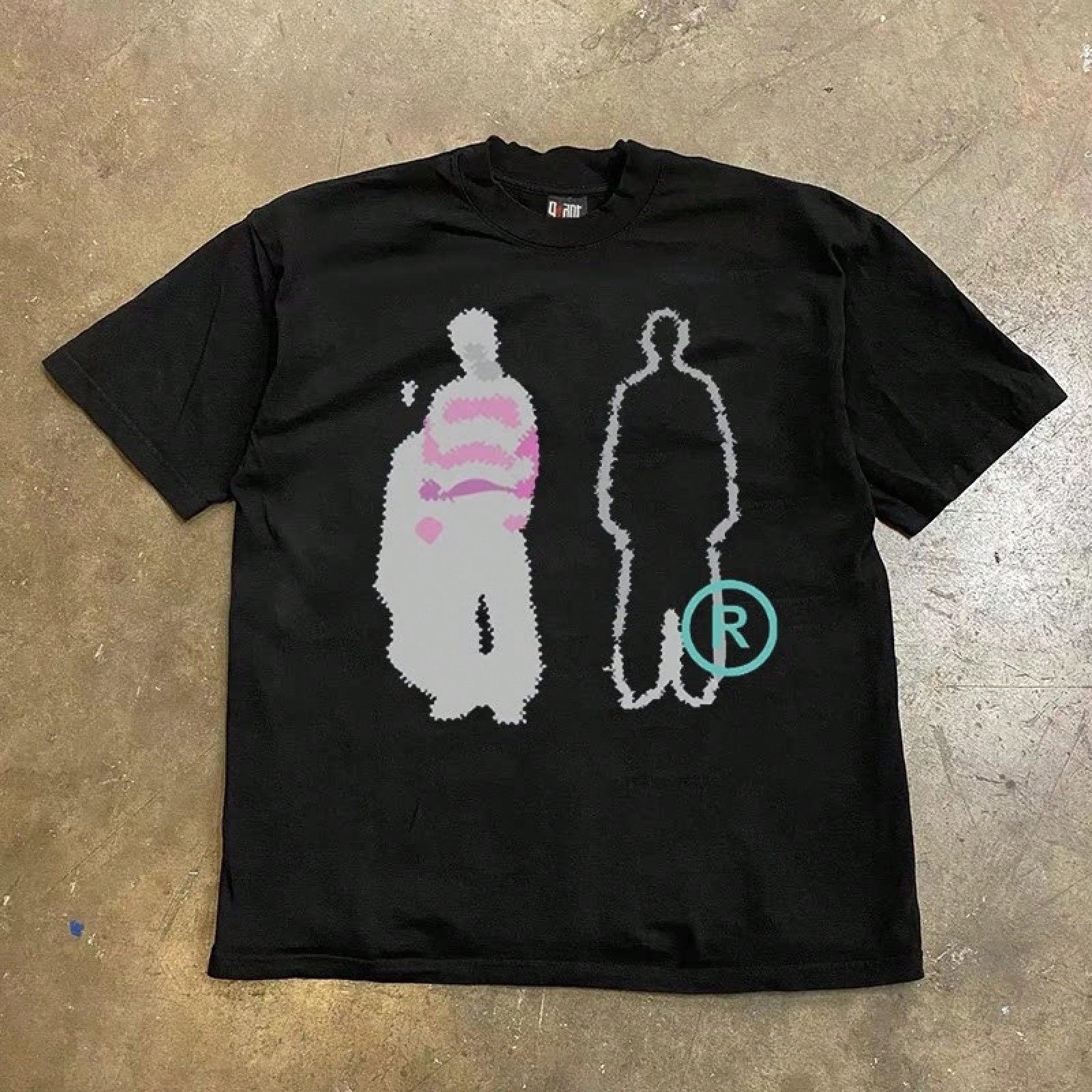 Graphic Tees Men 250g Heavy Weight Pure Cotton! American Oversize Vintage Silhouette Print Couple Loose Short-Sleeve T-Shirt Men Y2K Mens Clothes