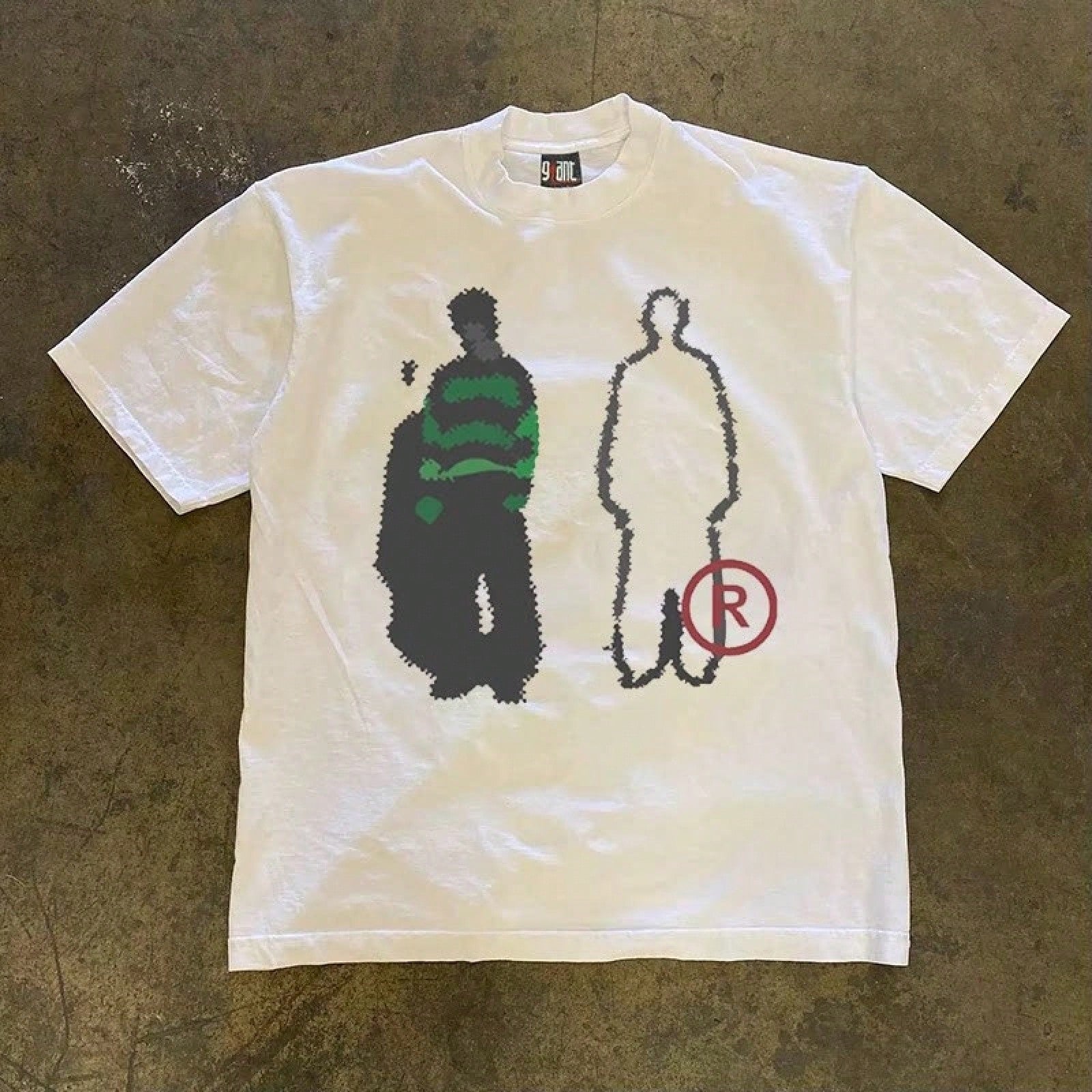 Graphic Tees Men 250g Heavy Weight Pure Cotton! American Oversize Vintage Silhouette Print Couple Loose Short-Sleeve T-Shirt Men Y2K Mens Clothes