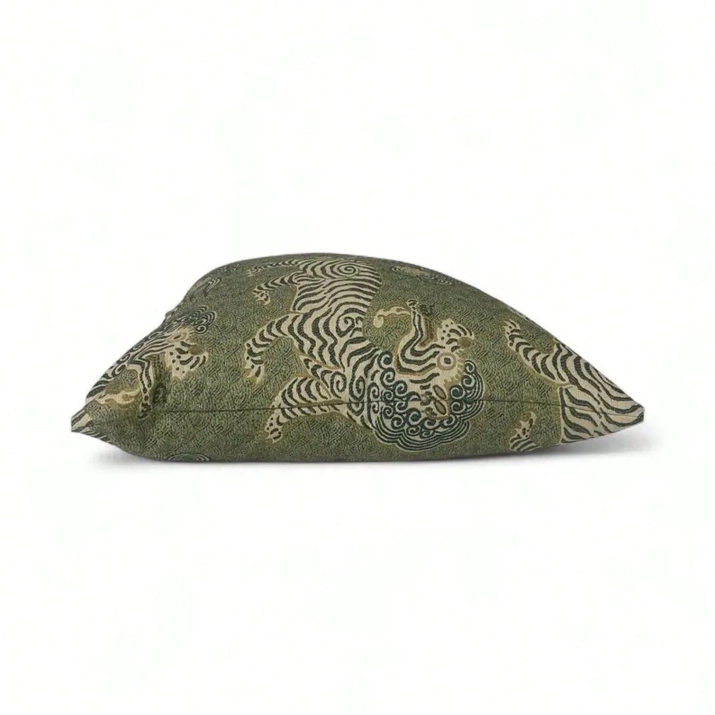 Green Chinoiserie Tiger Pillow Cover: Asian Inspired Home Decor