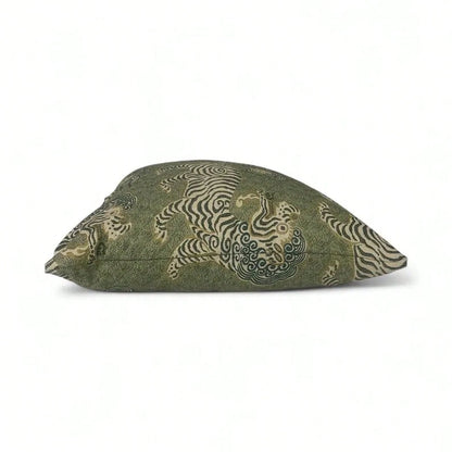 Green Chinoiserie Tiger Pillow Cover: Asian Inspired Home Decor