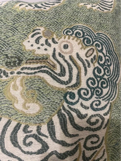 Green Chinoiserie Tiger Pillow Cover: Asian Inspired Home Decor