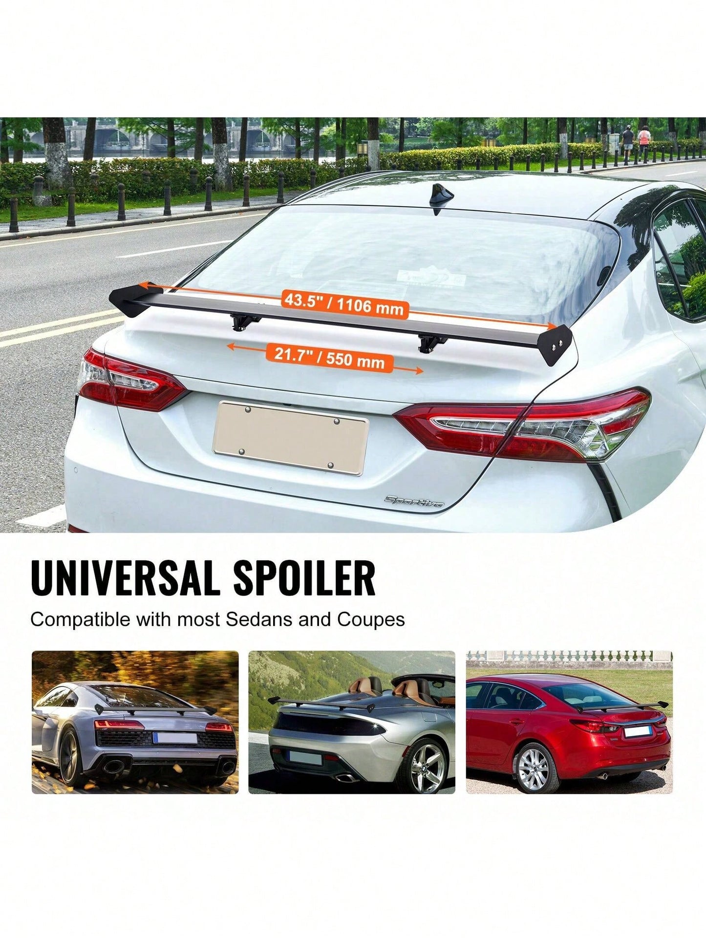 GT Wing Car Spoiler 43.3 Inch Universal Spoiler With Single Deck Adjustable Lightweight Aluminum Car Rear Spoiler Wing Racing Spoiler BGW JDM Drift Black