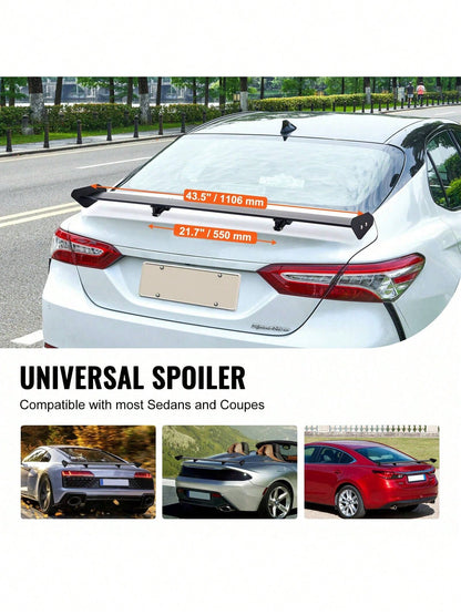 GT Wing Car Spoiler 43.3 Inch Universal Spoiler With Single Deck Adjustable Lightweight Aluminum Car Rear Spoiler Wing Racing Spoiler BGW JDM Drift Black