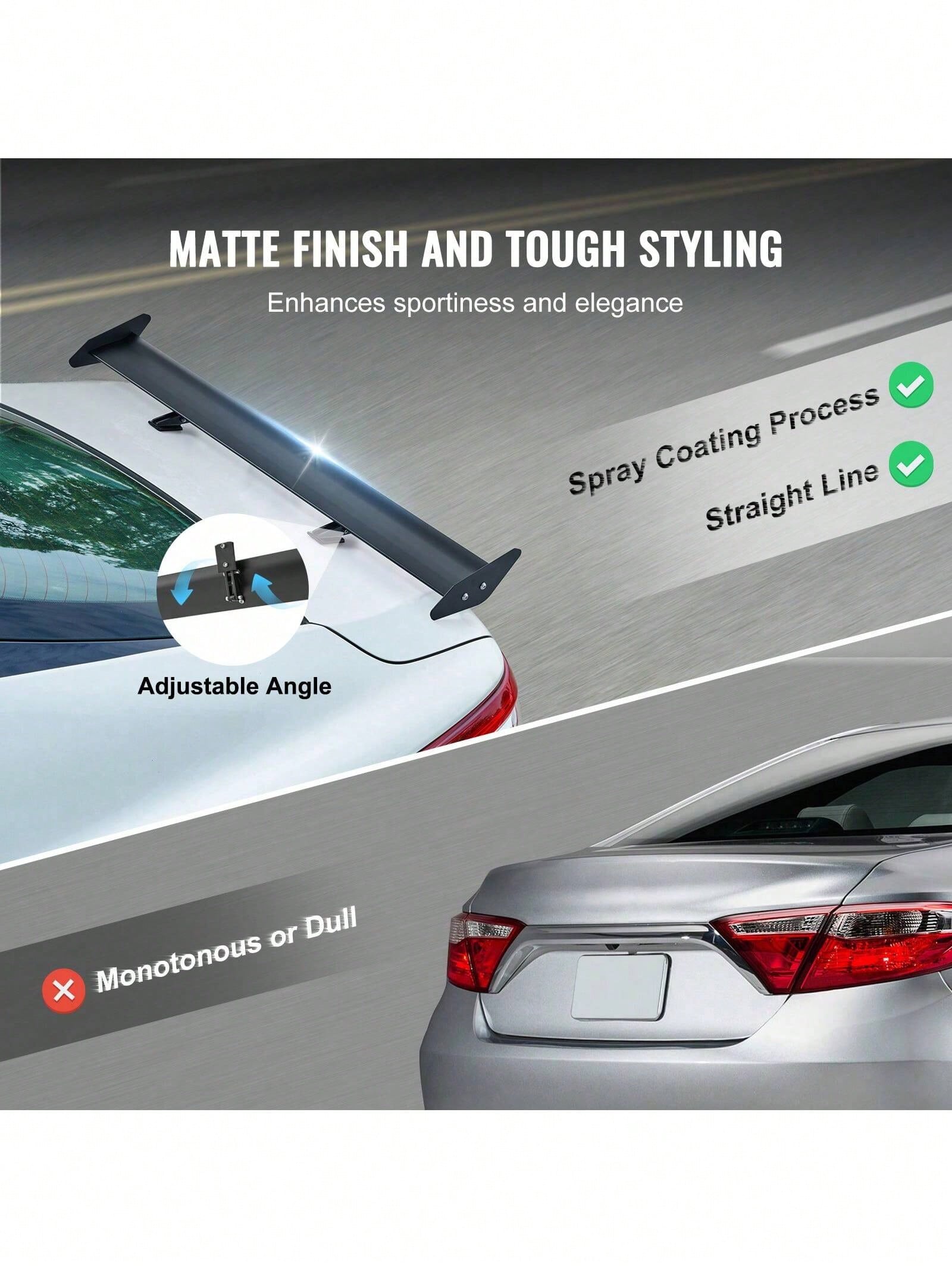 GT Wing Car Spoiler 43.3 Inch Universal Spoiler With Single Deck Adjustable Lightweight Aluminum Car Rear Spoiler Wing Racing Spoiler BGW JDM Drift Black
