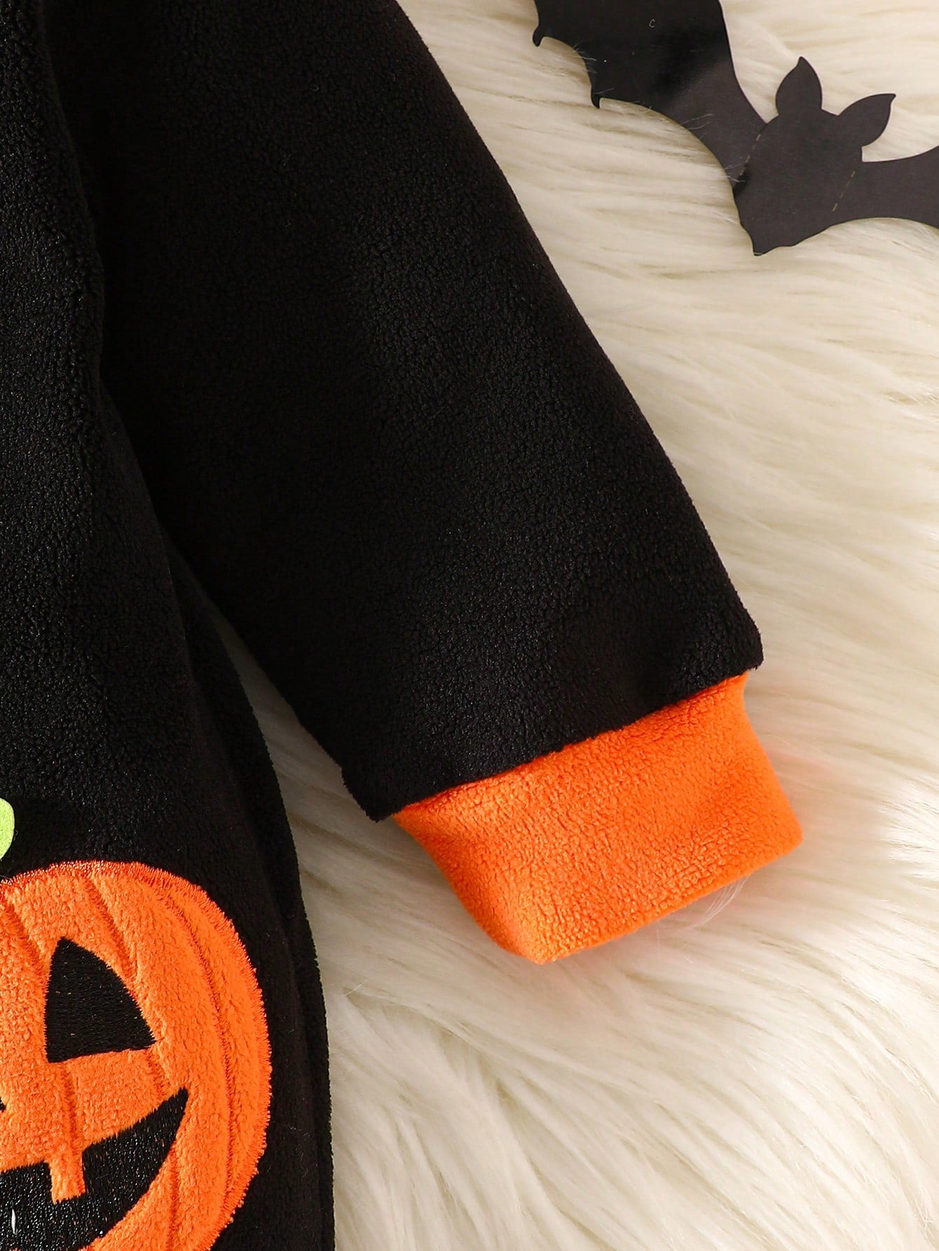 H HIBOBI Baby Boy Halloween Pumpkin Hooded Jumpsuit, Polyester Fleece Zippered Crawler, Long Sleeve Warm Jumpsuit, Suitable For Holiday Party/Photo Shoot/Autumn & Winter Outings, Cute Pumpkin Elf Styl