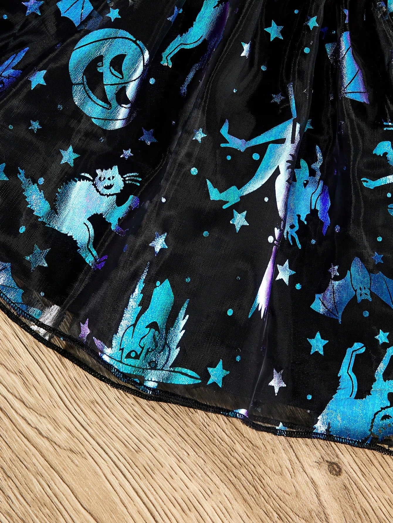 H HIBOBI Baby Girl Halloween Bat Wings Skirt Set, Printed Bodysuit + Shiny Skirt (Headband Not Included), Cute Dark Style Infant Outfit For Holiday Party And Photoshoot