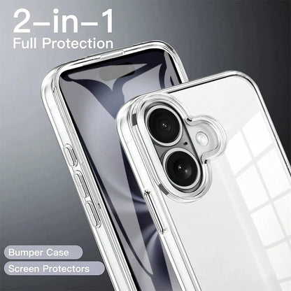 Hadaasi 1pc Transparent 2-In-1 Full Body Case With Front Screen Protector TPU Soft Edge + PC Hard Backplate Color Block Phone Case Compatible With Apple 17E/17pro/17promax/Apple Air/17/16/16E/15/14/13
