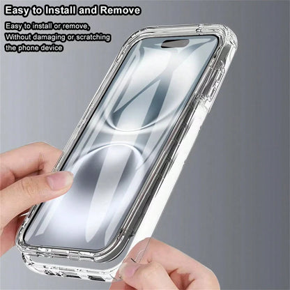 Hadaasi 1pc Transparent 2-In-1 Full Body Case With Front Screen Protector TPU Soft Edge + PC Hard Backplate Color Block Phone Case Compatible With Apple 17E/17pro/17promax/Apple Air/17/16/16E/15/14/13