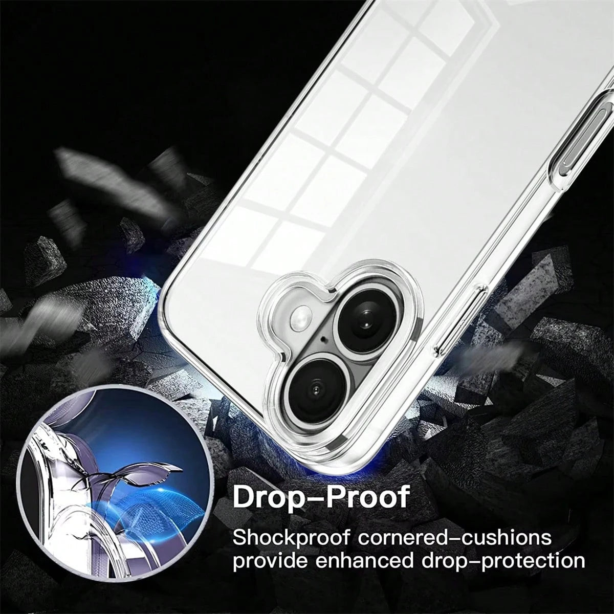 Hadaasi 1pc Transparent 2-In-1 Full Body Case With Front Screen Protector TPU Soft Edge + PC Hard Backplate Color Block Phone Case Compatible With Apple 17E/17pro/17promax/Apple Air/17/16/16E/15/14/13
