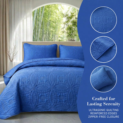 Haidren 2/3PCS All Season Lightweight Bedspread- Ultrasonic Embossed Coin Pattern(1 Quilt, 1 Or 2 Pillowcases), Soft Breathable Bedding, Machine Washable Retro Home Decor, Multiple Colors For Bedroom