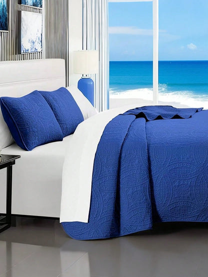 Haidren 2/3pcs Quilt Set Bedspreads( Include 1 Quilt 1 Or 2 Pillowcases) Lightweight Microfiber Bedspread- Modern Style Coin Pattern Coverlet Soft And Skin-Friendly Quilt Anti-Allergy And Machine Was