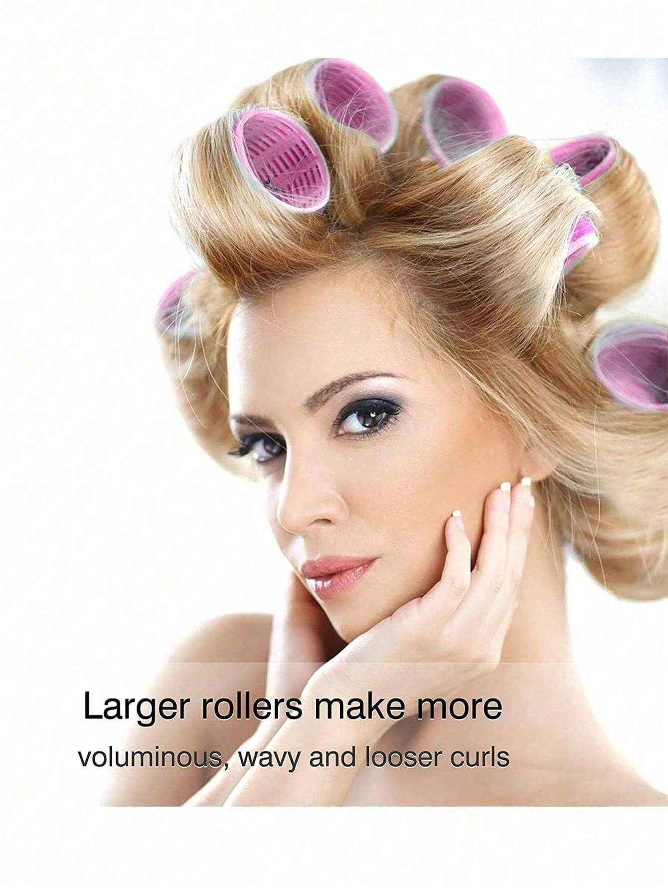 Hair Rollers With Clips, Self-Gripping Curler Suitable For Long/Medium/Short Hair And Bangs, DIY Hair Curling Tool (Includes 12pcs Large Roller Tubes + 6pcs Clips)