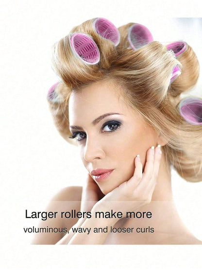 Hair Rollers With Clips, Self-Gripping Curler Suitable For Long/Medium/Short Hair And Bangs, DIY Hair Curling Tool (Includes 12pcs Large Roller Tubes + 6pcs Clips)