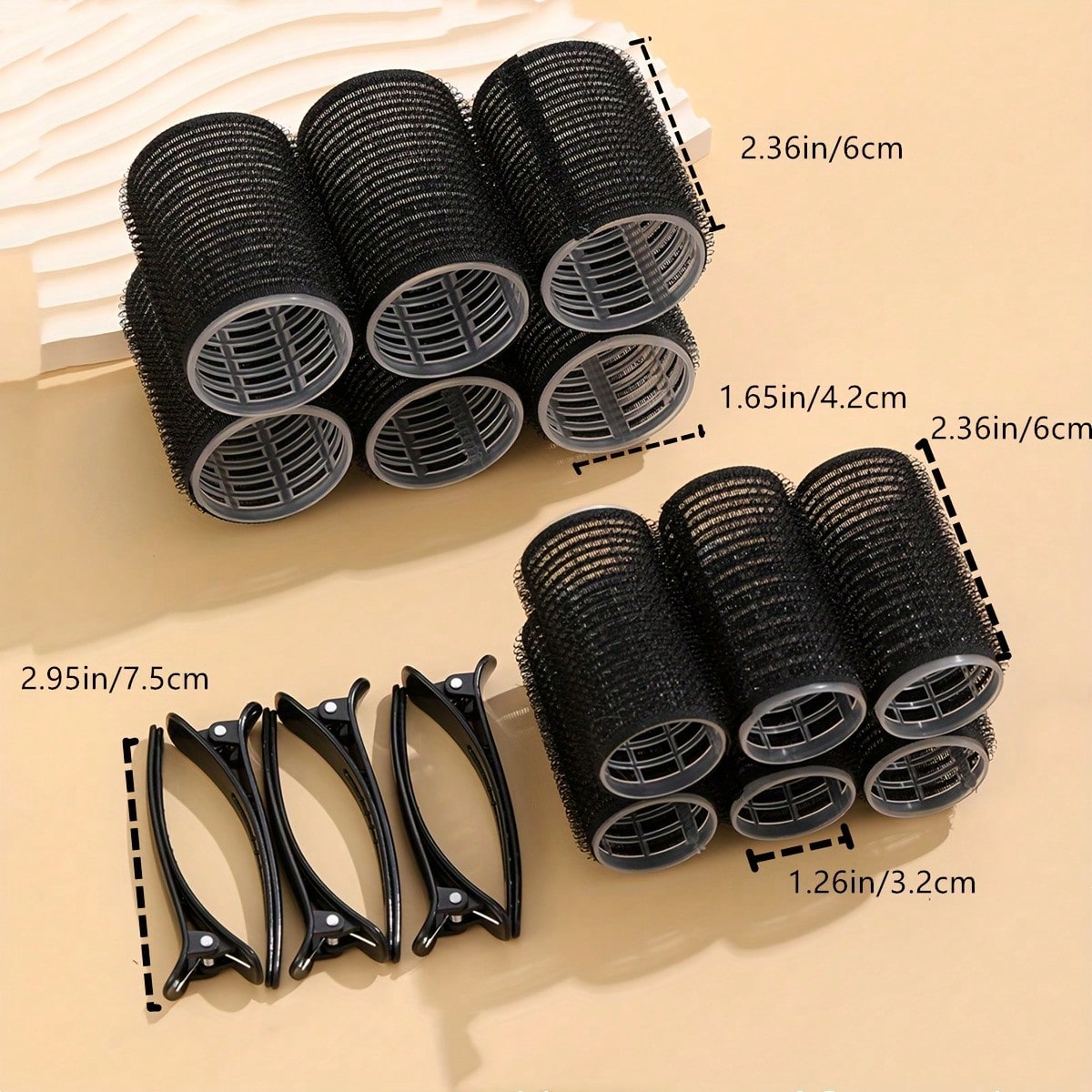 Hair Rollers With Clips, Self-Gripping Curler Suitable For Long/Medium/Short Hair And Bangs, DIY Hair Curling Tool (Includes 12pcs Large Roller Tubes + 6pcs Clips)
