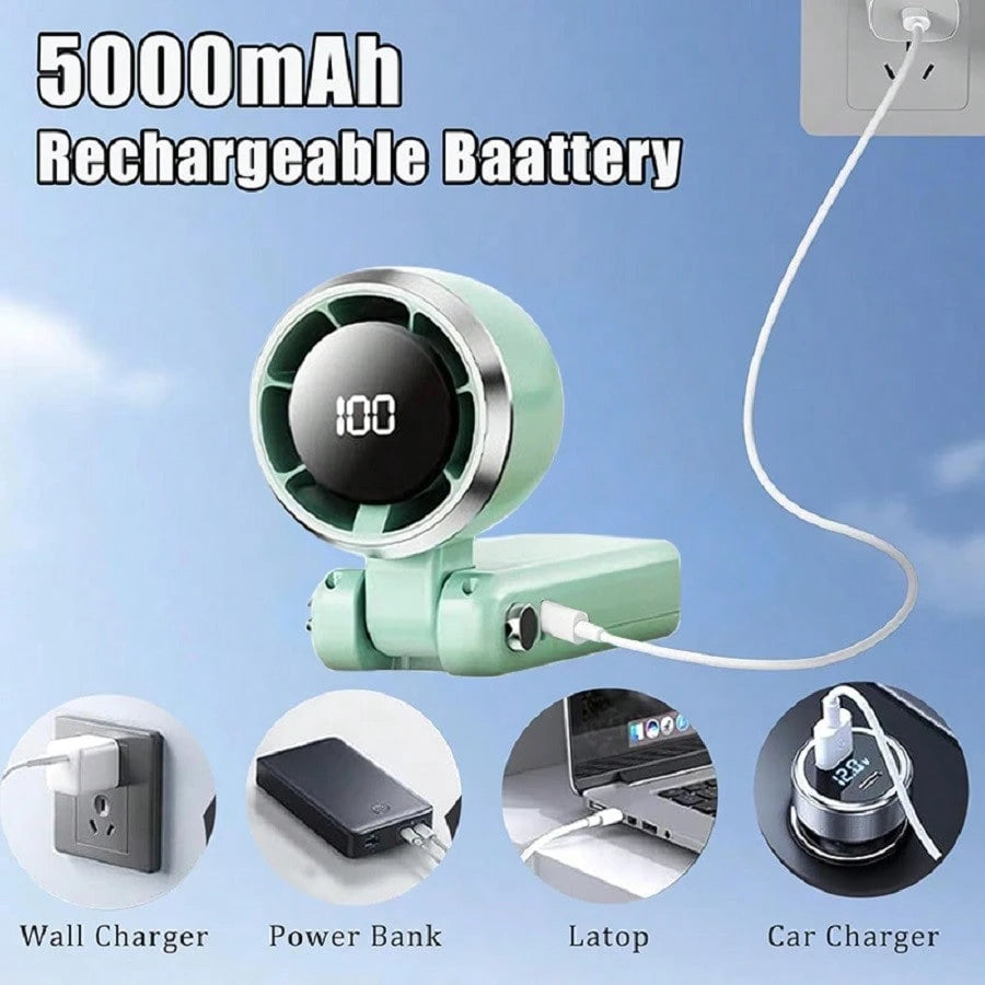 Handheld Portable Turbine Fan, Speed (1-199), 5000mAh Rechargeable Personal Fan, Mini Yet Powerful, Small Pocket Fan, Suitable For Travel/Outdoors/Home/Office