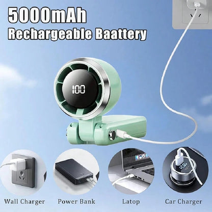 Handheld Portable Turbine Fan, Speed (1-199), 5000mAh Rechargeable Personal Fan, Mini Yet Powerful, Small Pocket Fan, Suitable For Travel/Outdoors/Home/Office