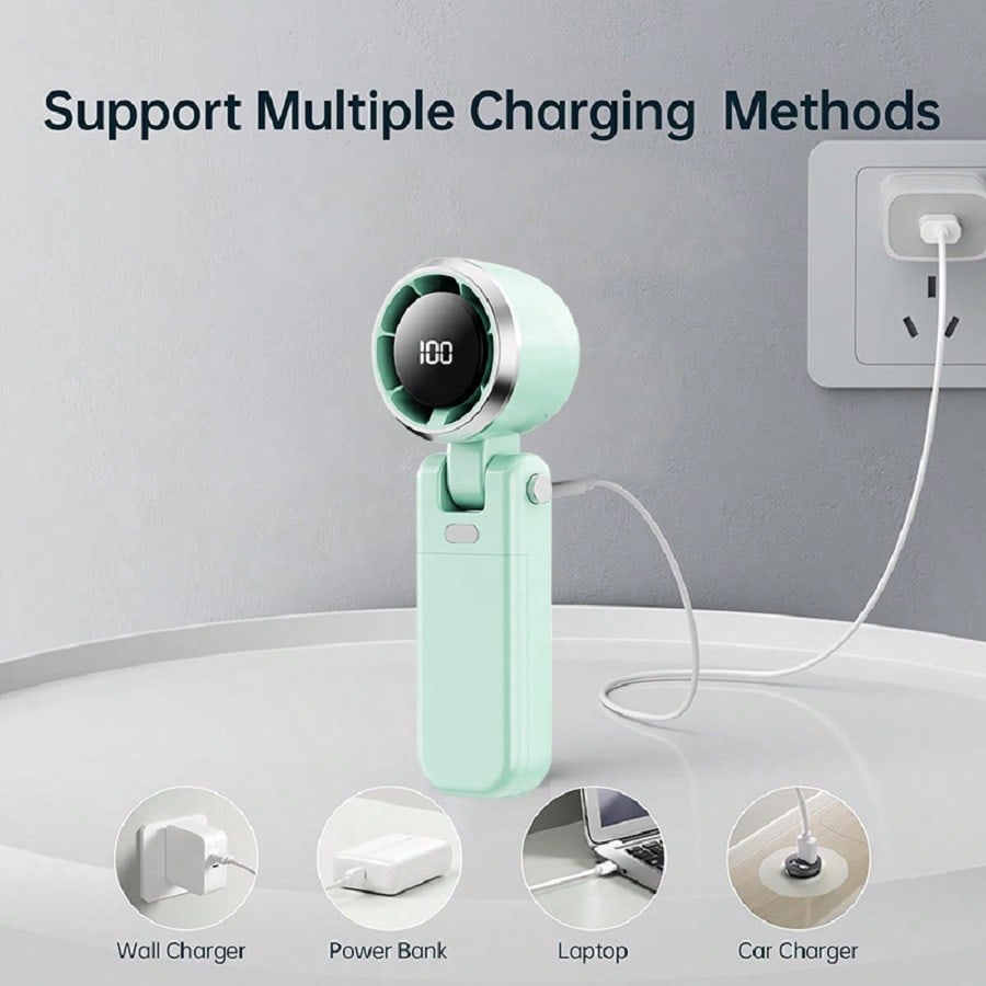 Handheld Portable Turbine Fan, Speed (1-199), 5000mAh Rechargeable Personal Fan, Mini Yet Powerful, Small Pocket Fan, Suitable For Travel/Outdoors/Home/Office