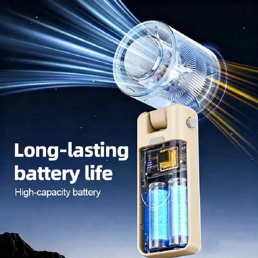 Handheld Portable Turbine Fan, Speed (1-199), 5000mAh Rechargeable Personal Fan, Mini Yet Powerful, Small Pocket Fan, Suitable For Travel/Outdoors/Home/Office