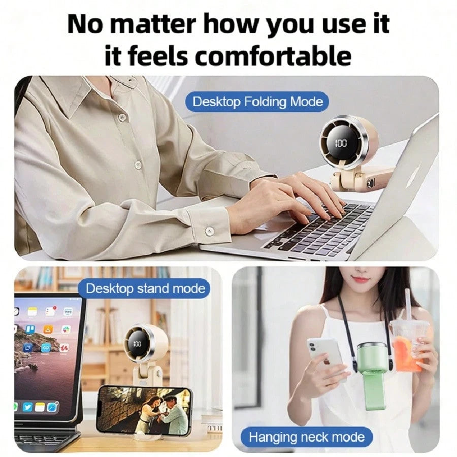 Handheld Portable Turbine Fan, Speed (1-199), 5000mAh Rechargeable Personal Fan, Mini Yet Powerful, Small Pocket Fan, Suitable For Travel/Outdoors/Home/Office