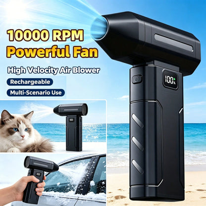 Handheld Powerful Cordless Air Duster Blower Fan, High-Speed Jet Fan Leaf Blower, Snow Car Dust Blower With 2 X 2600mAh Batteries, Portable Air Blower For Keyboard, Computer, Car And Home Cleaning