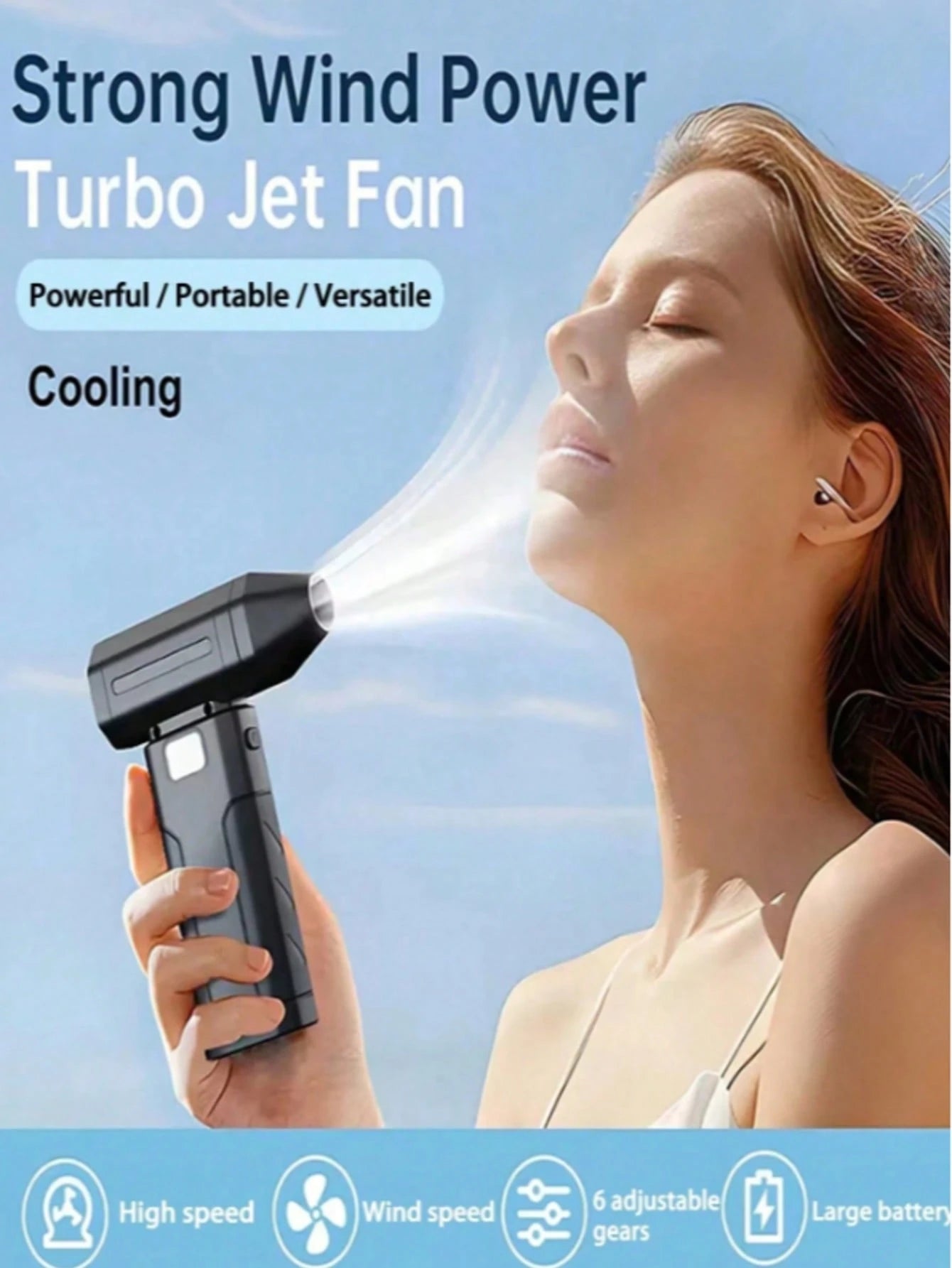 Handheld Powerful Cordless Air Duster Blower Fan, High-Speed Jet Fan Leaf Blower, Snow Car Dust Blower With 2 X 2600mAh Batteries, Portable Air Blower For Keyboard, Computer, Car And Home Cleaning