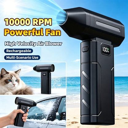 Handheld Powerful Cordless Air Duster Blower Fan, High-Speed Jet Fan Leaf Blower, Snow Car Dust Blower With 2 X 2600mAh Batteries, Portable Air Blower For Keyboard, Computer, Car And Home Cleaning