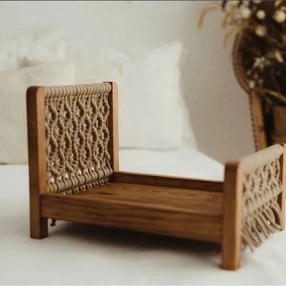 Handmade Wooden Baby Photography Props, Newborn Posing Basket Woven Cot Shoot Photo Studio Accessories