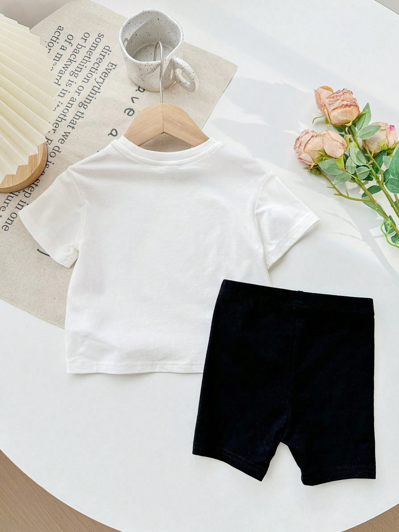 Happikins Cool Girl, Leopard Heart, Cute Girl, Baby Girl Casual Simple Round Neck Short Sleeve Outfit Suitable For Spring And Summer