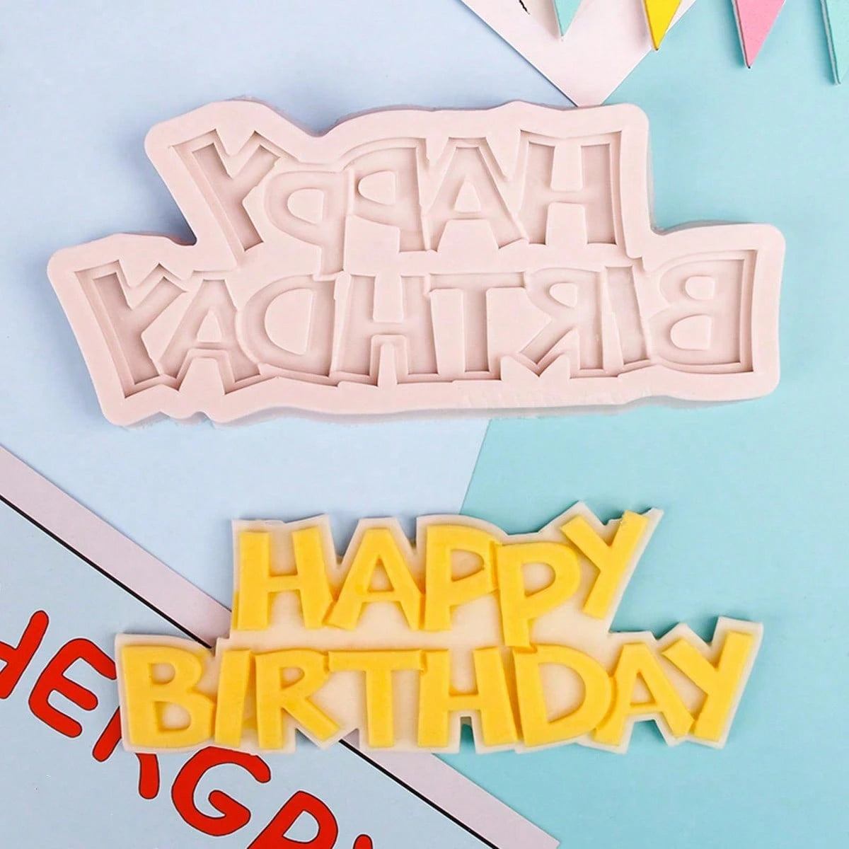 Happy Birthday English Letter Cloud Resin Clay DIY Silicone Mold