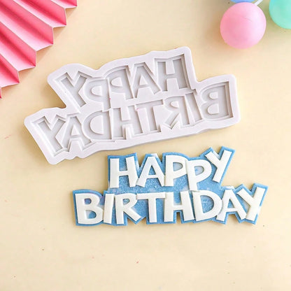 Happy Birthday English Letter Cloud Resin Clay DIY Silicone Mold