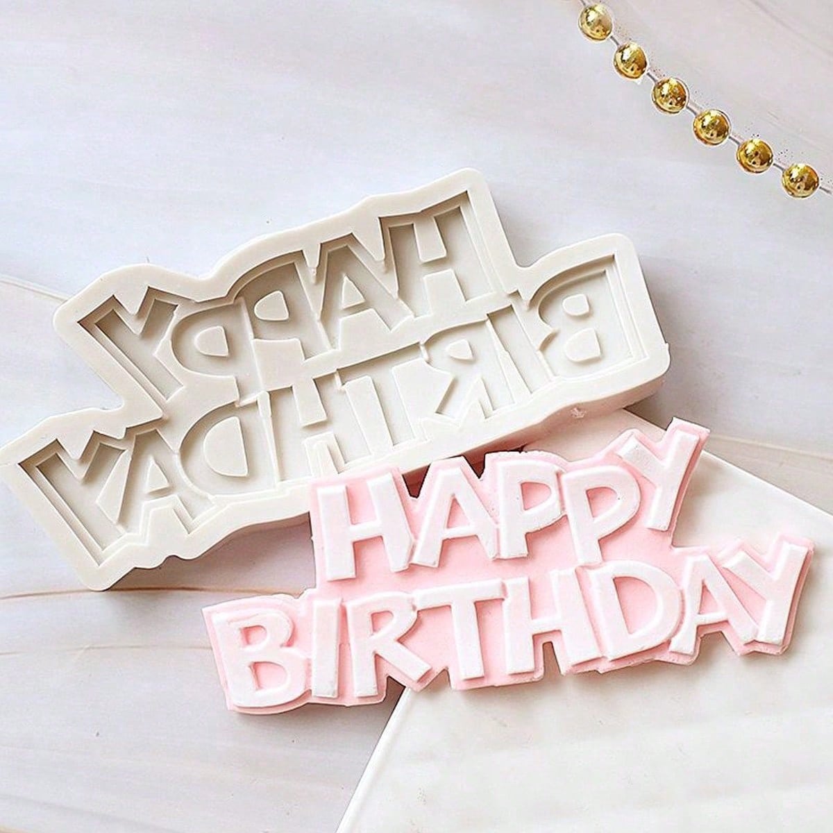 Happy Birthday English Letter Cloud Resin Clay DIY Silicone Mold