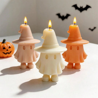Happy Halloween Cute Ghost Witch Figurine Silicone Candle Mold Haunted House Ghost Resin Plaster Soap Silicone Mold