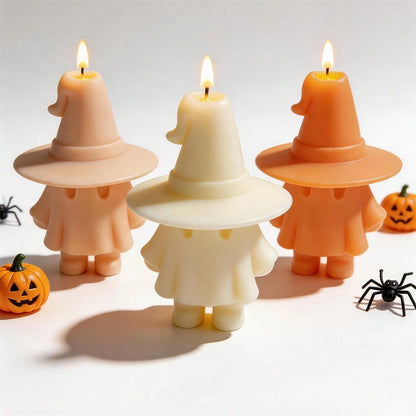 Happy Halloween Cute Ghost Witch Figurine Silicone Candle Mold Haunted House Ghost Resin Plaster Soap Silicone Mold