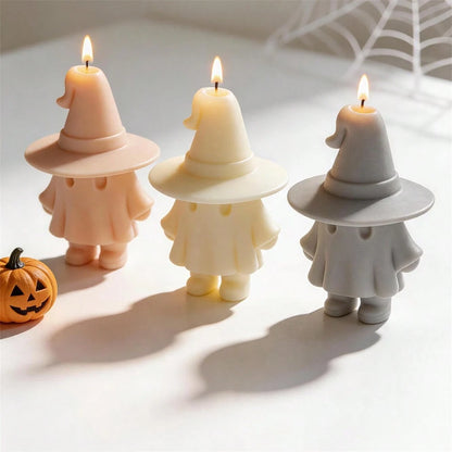Happy Halloween Cute Ghost Witch Figurine Silicone Candle Mold Haunted House Ghost Resin Plaster Soap Silicone Mold